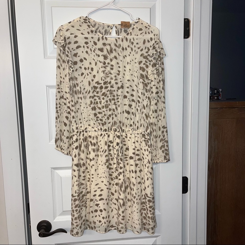 Rails Size Medium Animal Print Ora Ruffle-Trim Mini Dress
